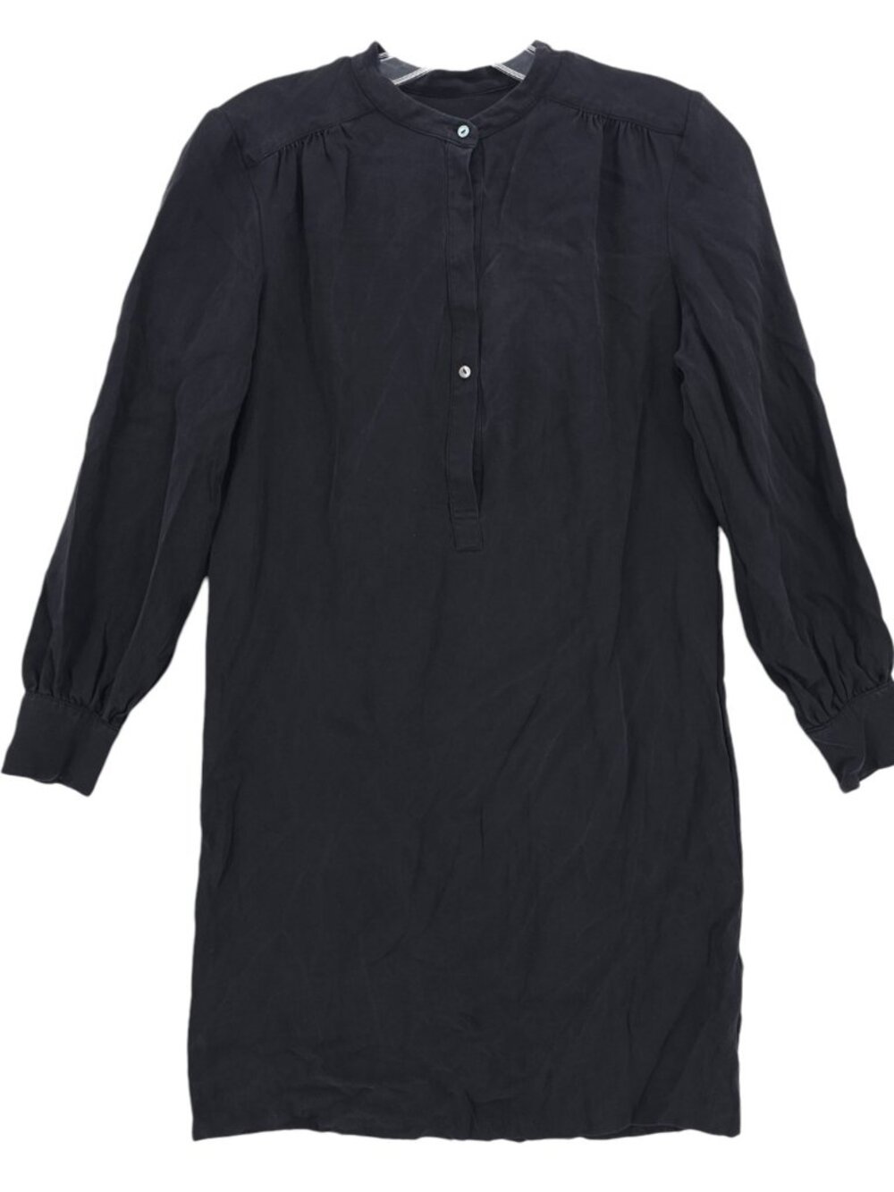 NILI LOTAN Black Silk Mini Tunic Dress Popover Shirtdress Size XS